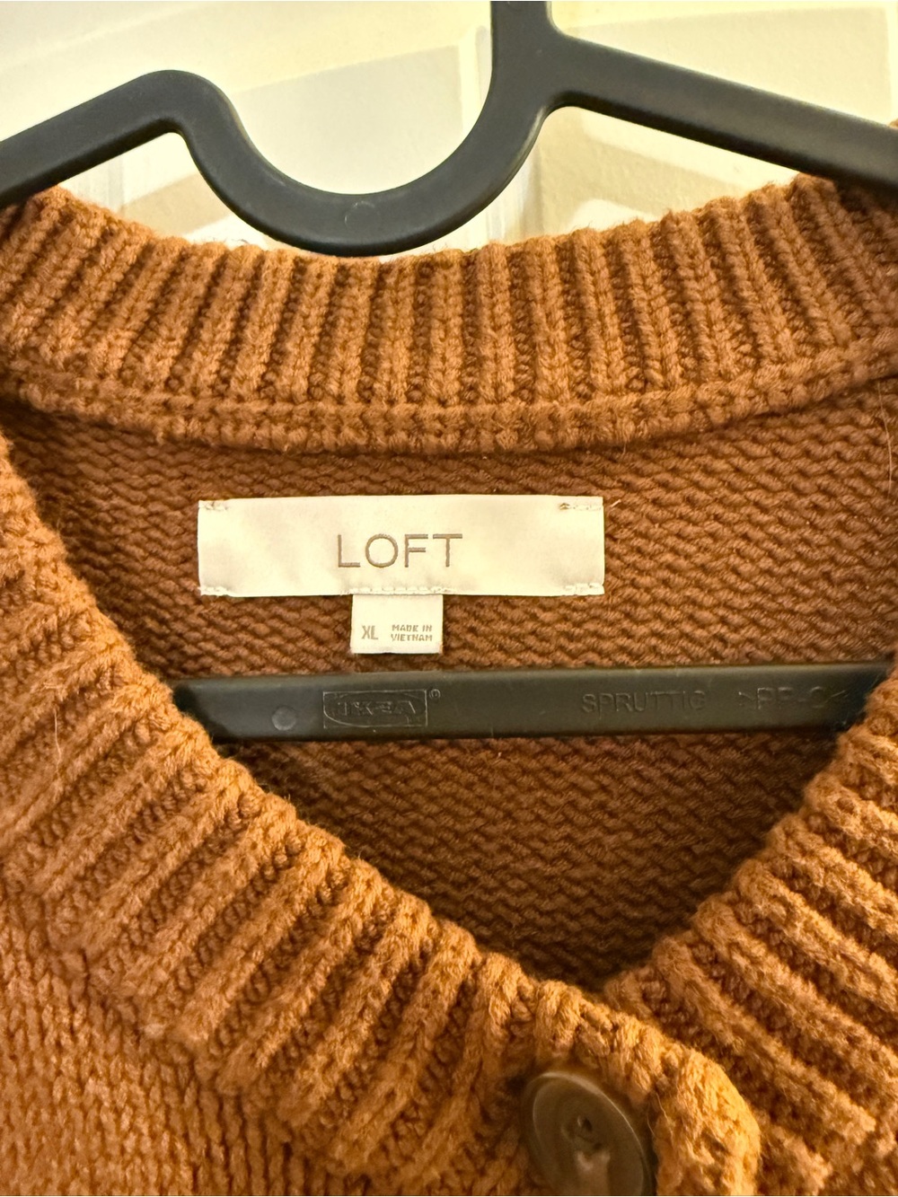 LOFT Button-Front Pocket Cardigan Sweater - Rust Brown - Picture 2 of 2
